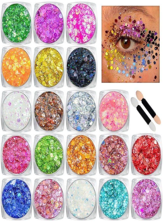 Estanoite Body Glitter Face Glitter Makeup Festival Glitter, 20 Colors Face and Body Glitter Gel, Hair Glitter Gel, Body Makeup - Image 1